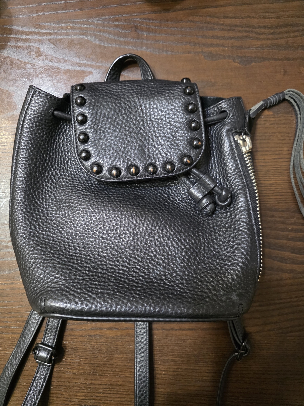 Rebecca Minkoff Black Studded Pebbled Leather Mini Backpack